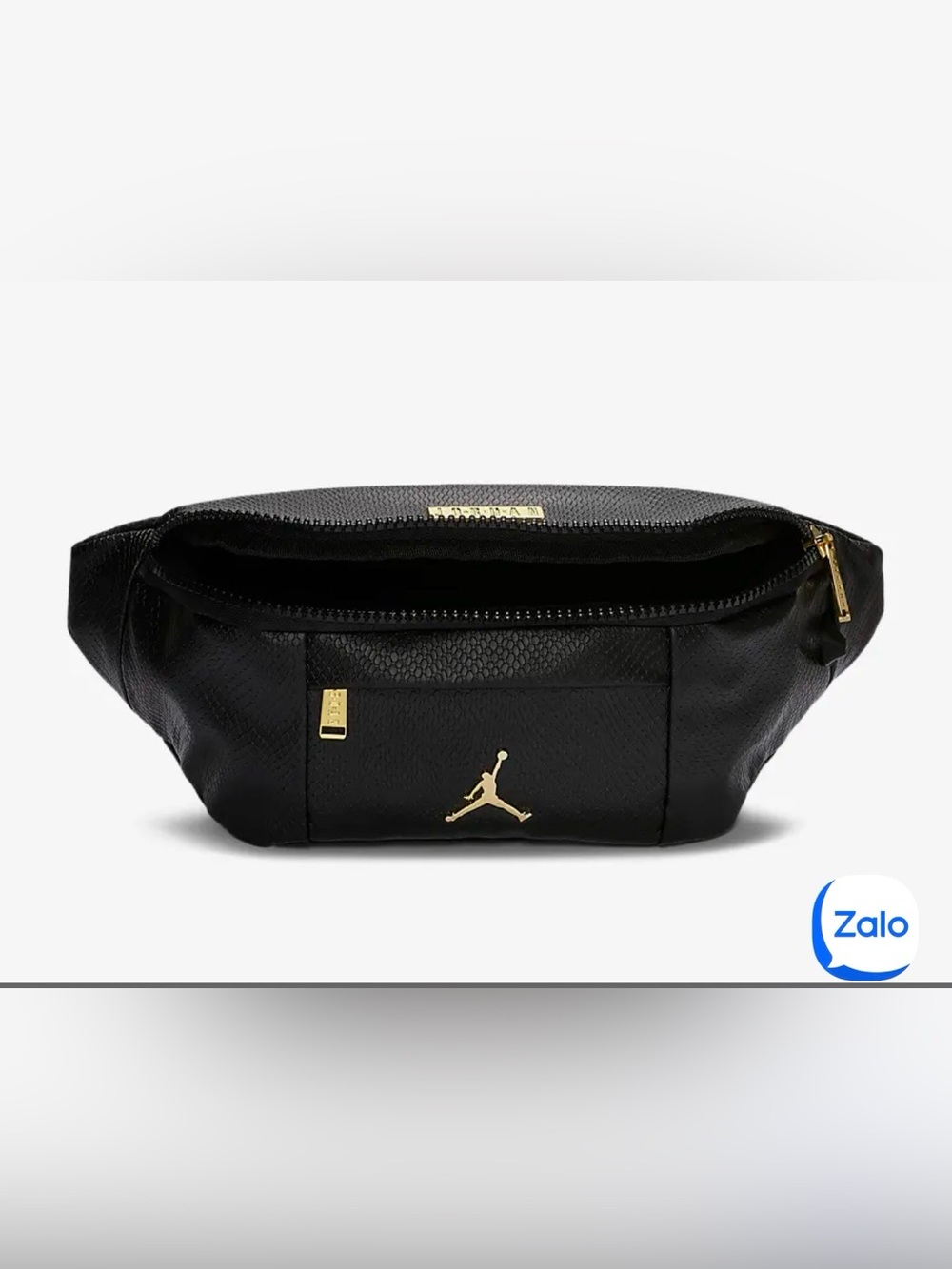 Jordan Black Leatherette Belt Bag with Gold Jumpman Accents